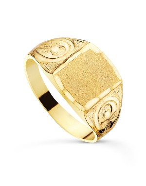 18K SELLO ORO AMARILLO CABALLERO CRUZ DE LA VIDA BRILLO. ANCHO: 12 X 10 MM