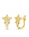 18K PENDIENTES ORO AMARILLO ESTRELLAS CON CIRCONITAS. 12 X 8 MM. CIERRE CATALAN