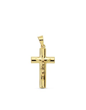 18K CRUZ CRISTO HUECA PALO OVAL 23 X 12 MM.