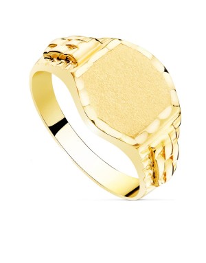 18K SELLO MACIZO CABALLERO ORO AMARILLO TALLADO. CABEZA OVAL 13 X 12 MM