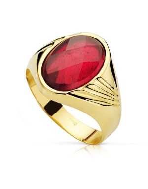 18K SELLO PIEDRA OVAL RUBÍ SPINEL. 14X10 MM