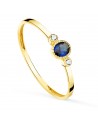 18K SORTIJA ORO AMARILLO PIEDRA AZUL Y CIRCONITAS 4 X 3 MM. ANCHO CUERPO: 1,2MM