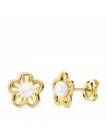 18K PENDIENTES FLOR 8 X 7 MM. PERLAS: 3MM