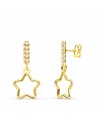 18K PENDIENTES ORO AMARILLO COLGANTE ESTRELLA Y CIRCONITAS. 17 X 8 MM