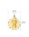 18K MEDALLA ORO AMARILLO PANDERETA VIRGEN NIÑA PERFIL MATIZADA Y CALADA. 19 MM
