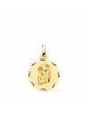 18K MEDALLA ORO AMARILLO VIRGEN NIÑA TALLADA. 16 MM