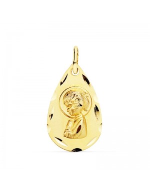 18K MEDALLA VIRGEN NIÑA LAGRIMA 19X11MM.