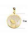 18K MEDALLA VIRGEN NIÑA NACAR REDONDA 17MM.