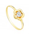 18K SORTIJA ORO AMARILLO COMUNION FLOR Y CIRCONITAS 8 X 8 MM. ANCHO CUERPO: 1 MM