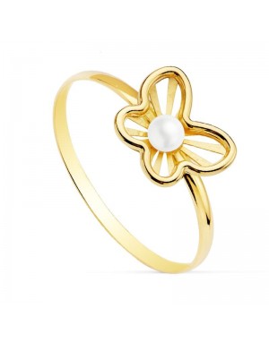 18K SORTIJA MARIPOSA PERLA 2,5 MM.