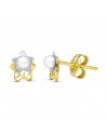 18K PENDIENTES ORO BICOLOR PERLA LASER. 6 X 5 MM.