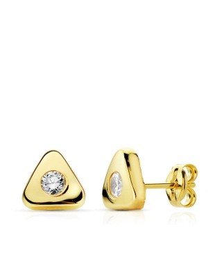 18K PENDIENTES ORO AMARILLO TRIÁNGULO CIRCONITA7 X 7 MM