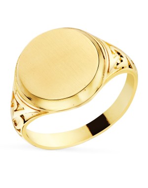 18K SELLO ORO AMARILO CON TALLADOS LATERALES. CABEZA REDONDA MATIZADA: 12 MM