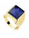 18K SELLO ORO AMARILLO CABALLERO HUECO PIEDRA ZAFIRO SPINEL 14 X 12 MM.
