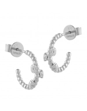 PENDIENTES PLATA ARO 1.2CM 2 CZ CIERRE PRESION                                                      