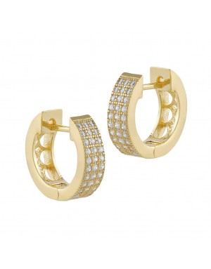 PENDIENTES SERENA CRIOLLAS PLATA BAÑO ORO AMARILLA CIRCONITAS BLANCAS                               