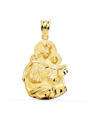 18K MEDALLA VIRGEN DEL CARMEN SILUETA TALLADA. 24 X 19 MM.