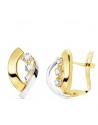 18K PENDIENTES ORO BICOLOR BANDAS Y CIRCONITAS 14 X 9 MM.