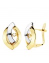 18K PENDIENTES ORO BICOLOR BANDAS Y CIRCONITAS 15 X 10 MM.