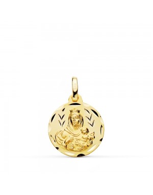 18K MEDALLA TALLADA VIRGEN DEL CARMEN 16 MM