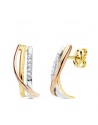 18K PENDIENTES BANDAS TRICOLOR CIRCONITAS 15 X 5 MM.