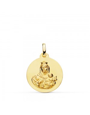 18K MEDALLA VIRGEN DEL CARMEN LISA 16 MM