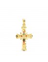 18K CRUZ ORO AMARILLO VIDRIERA CATEDRAL BORDES TALLADOS. 30 X 20 MM