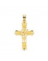 18K CRUZ ORO AMARILLO FILIGRANA BORDES TALLADOS. 37 X 25 MM