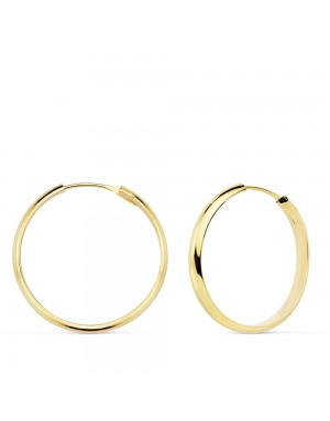18K AROS ORO AMARILLO MEDIA CAÑA LISOS LIGEROS 23 X 3 MM.