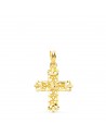 18K CRUZ ORO AMARILLO FILIGRANA BORDES TALLADOS. 22 X 19 MM