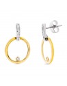 18K PENDIENTES ORO BICOLOR CIRCONITAS. 21 X 14 MM. CIERRE PRESION