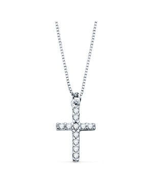 18K GARGANTILLA CRUZ 11 X 8MM.11 DIAMANTES 0,09QT. CADENA VENECIANA 45CM. G-VS2