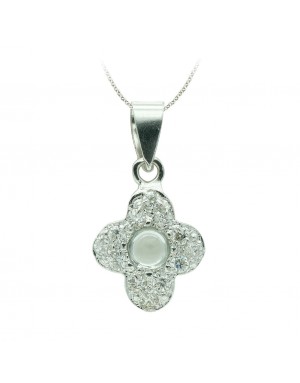 18K CRUZ ORO BLANCO CON CIRCONITAS. 14 X 10 MM.