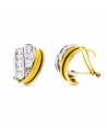 18K PENDIENTES ORO BICOLOR BANDAS Y CIRCONITAS