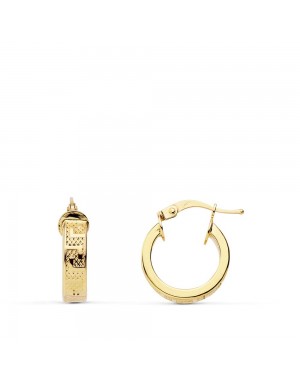 18K AROS ORO AMARILLO GRECA HUECOS 14 MM