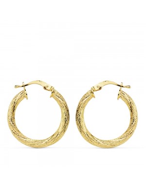18K AROS ORO AMARILLO HUECOS GRANILLADOS 21 MM