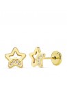 18K PENDIENTES ORO AMARILLO ESTRELLA CIRCONITAS 7MM.
