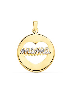 18K COLGANTE ORO BICOLOR REDONDO CORAZON CALADO. 18 MM.