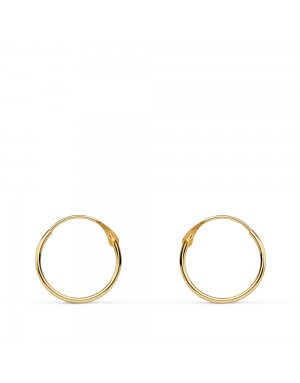 18K AROS ORO AMARILLO REDONDOS LISOS LIGEROS 12 X 1 MM.