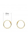 18K AROS ORO AMARILLO REDONDOS LISOS LIGEROS 12 X 1 MM.