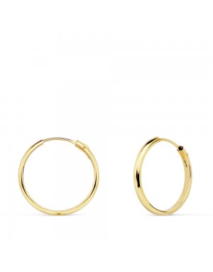 18K AROS ORO AMARILLO MEDIA CAÑA LISOS LIGEROS 18 X 2 MM.