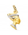 18K GOLD TWO-TONE NEFERTITI PROFILE PENDANT IN GLOSSY FINISH. 30 X 26 MM
