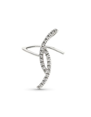 18K CRUZ ORO BLANCO Y CIRCONITAS. 31 X 10 MM.