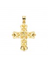 18K CRUZ ORO AMARILLO FILIGRANA BORDES TALLADOS. 35 X 29 MM