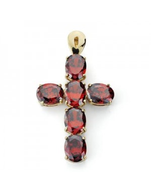 18K CRUZ GRANATE. 45 X 25 MM.