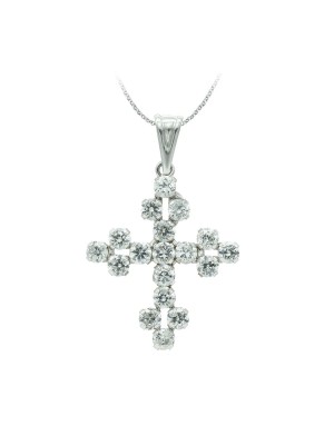 18K CRUZ ORO BLANCO CON CIRCONITAS. 25 X 20 MM.