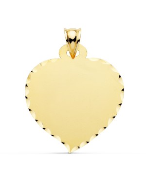 18K CHAPA CORAZON GRANDE 32 X 28 MM BORDE TALLADO