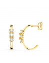 18K PENDIENTES AROS ABIERTOS ORO AMARILLO CON CIRCONITAS. 15 MM CIERRE PRESION