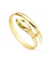 18K SORTIJA ORO AMARILLO SERPIENTE 1 VUELTA CON OJOS CIRCONITAS VERDES.