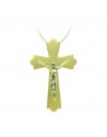 18K CRUZ ORO AMARILLO CON CRISTO BICOLOR. 22 X 14 MM.